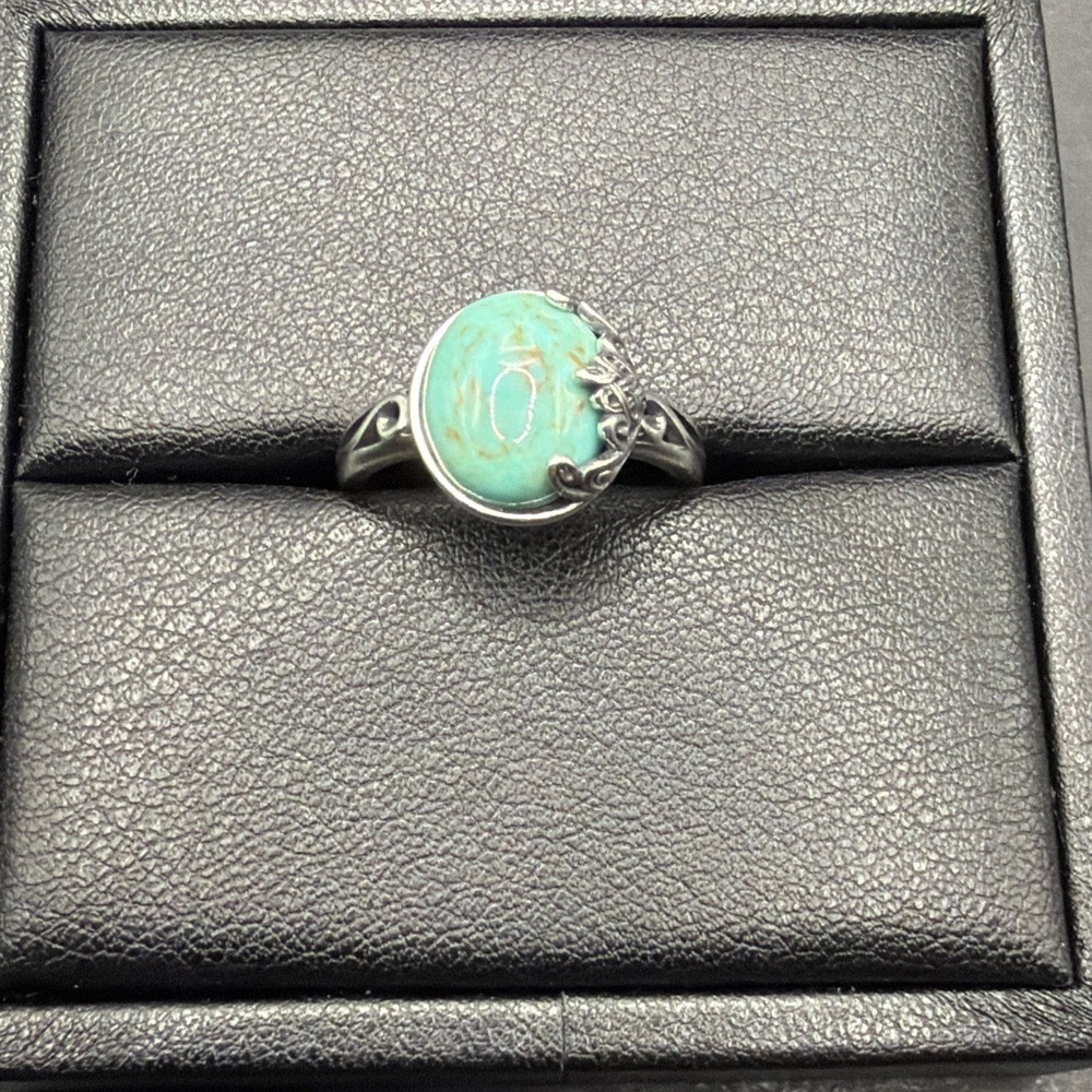 New Condition Sterling Silver Genuine Turquoise Ring Size 7 J16